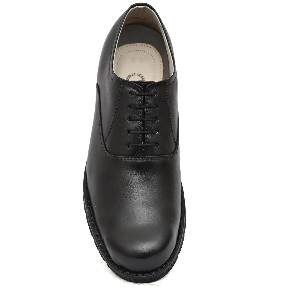 Police Uniform Black Derby Shoes - Genuine Leather Shoes with Memory Foam Footpad
