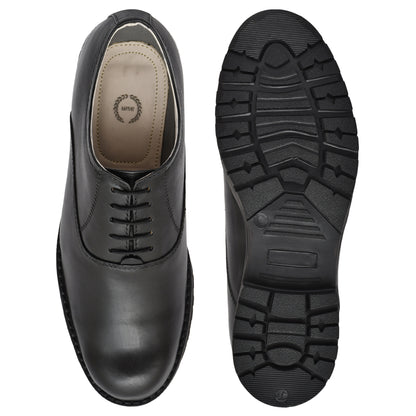 Safety Shoes : Industrial Safety Derby leather Shoes with Steel Toe & Memory foam footpad.