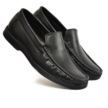 Moccasins : Black leather Moccasins with Memory foam footpad. Article :  MS101-Black
