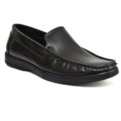 Moccasins : Black leather Moccasins with Memory foam footpad. Article :  MS101-Black