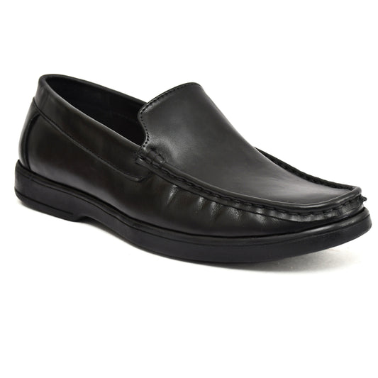 Moccasins : Black leather Moccasins with Memory foam footpad. Article :  MS101-Black