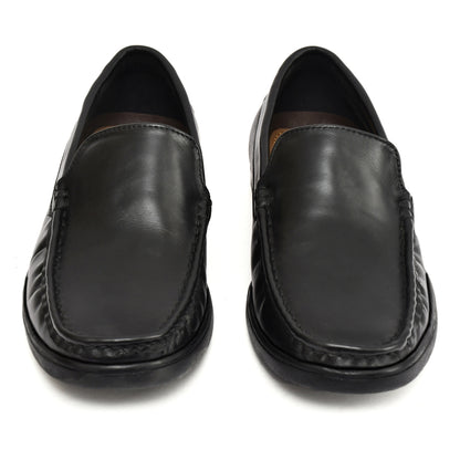 Moccasins : Black leather Moccasins with Memory foam footpad. Article :  MS101-Black