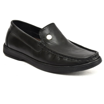 Moccasins : Black leather Moccasins with Memory foam footpad. Article :  MS102-Black