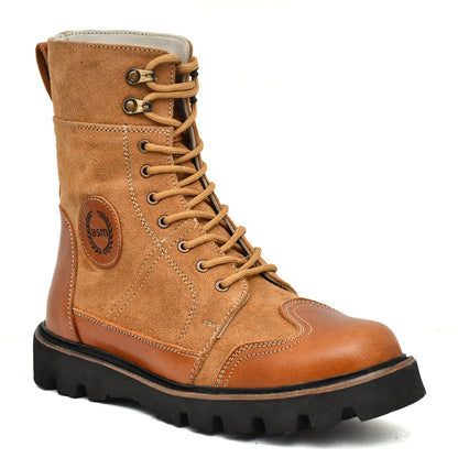 Rider Boots : Urban Rugged & Suede Tan leather boots for bikers with EVA Sole.