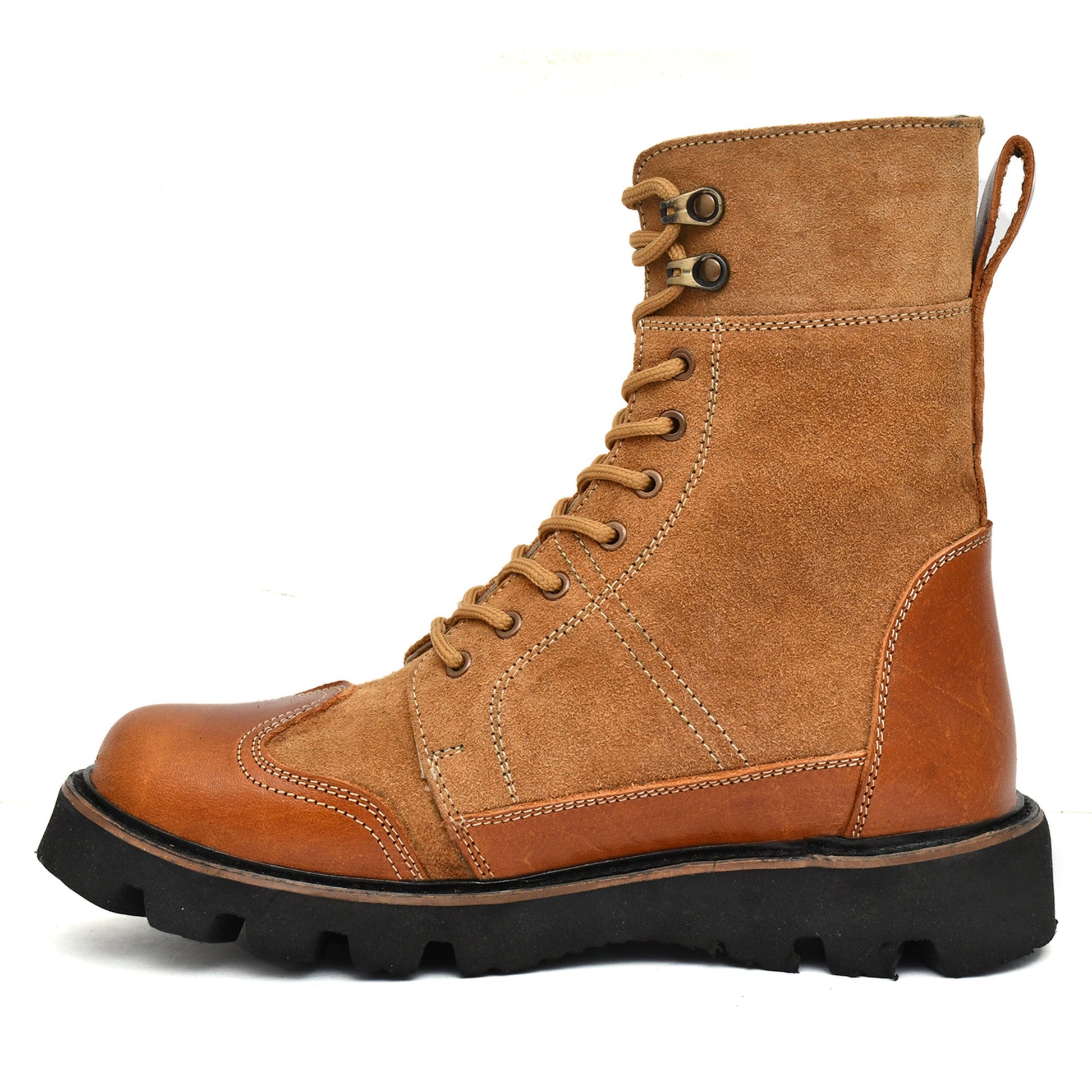 Rider Boots : Urban Rugged & Suede Tan leather boots for bikers with EVA Sole.