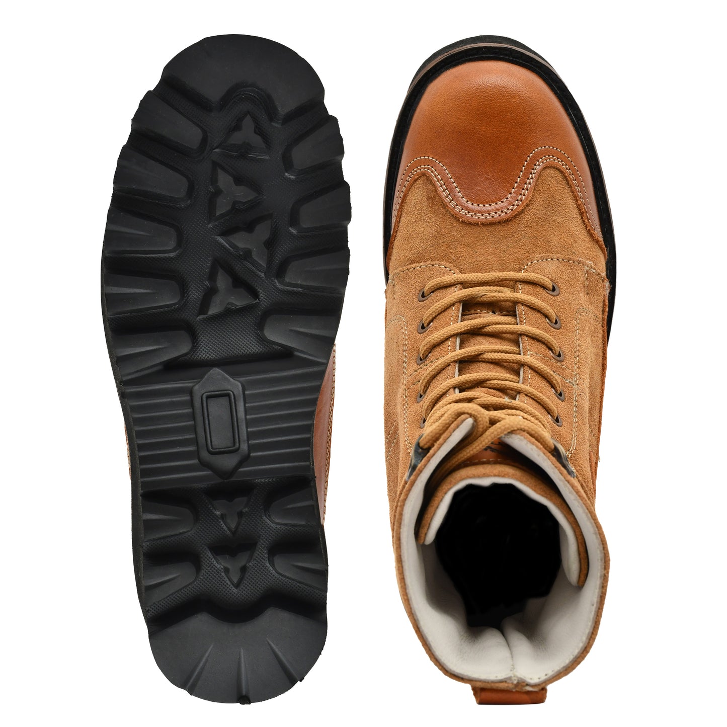 Elevator Boots : 3.5″ Inches Hidden Height Increasing Tan Rugged leather Boots.