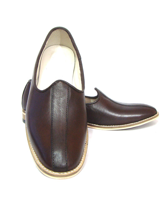 Nagras : Brown leather handmade Nagras with Memory foam footpad. Article : N122