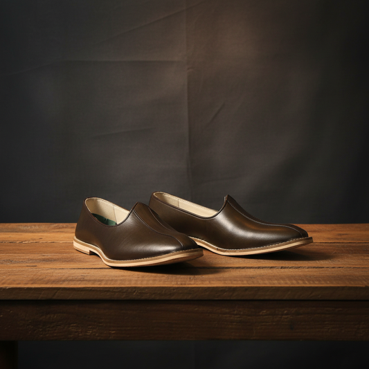 Nagras : Olive Green leather handmade Nagras with Memory foam footpad. Article : N123