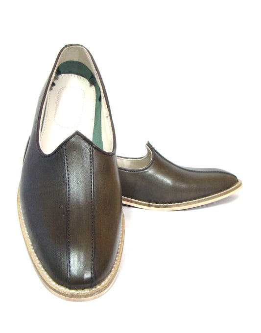 Nagras : Olive Green leather handmade Nagras with Memory foam footpad. Article : N123