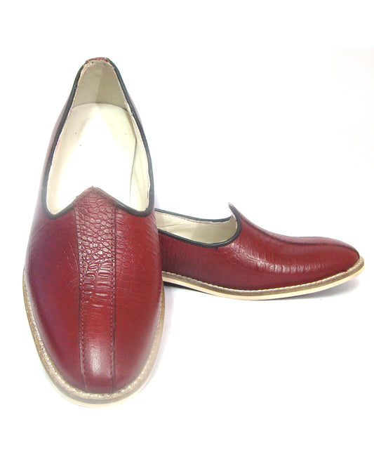 Nagras : Red Croco Embossed leather handmade Nagras with Memory foam footpad. Article : N111