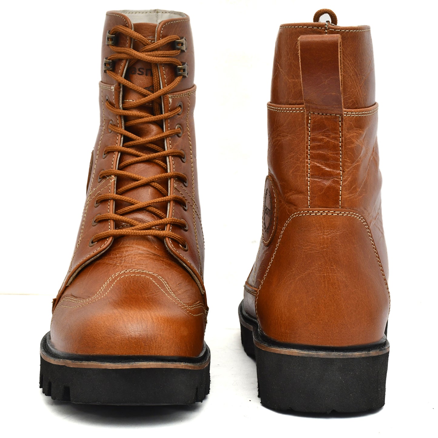 Elevator Boots : 3.5″ Inches Hidden Height Increasing Tan Rugged leather Boots.