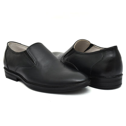 Slip On Derby Shoes : Black Softy Leather Plain Derby Shoes for men with Memory foam footpad. : Article-5073