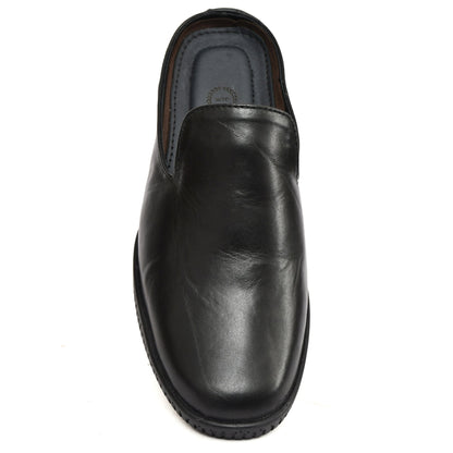 Mules : Black leather Mules with Memory foam footpad. Article :  Flexi02-Black