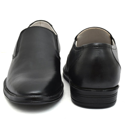 Slip On Derby Shoes : Black Softy Leather Plain Derby Shoes for men with Memory foam footpad. : Article-5073