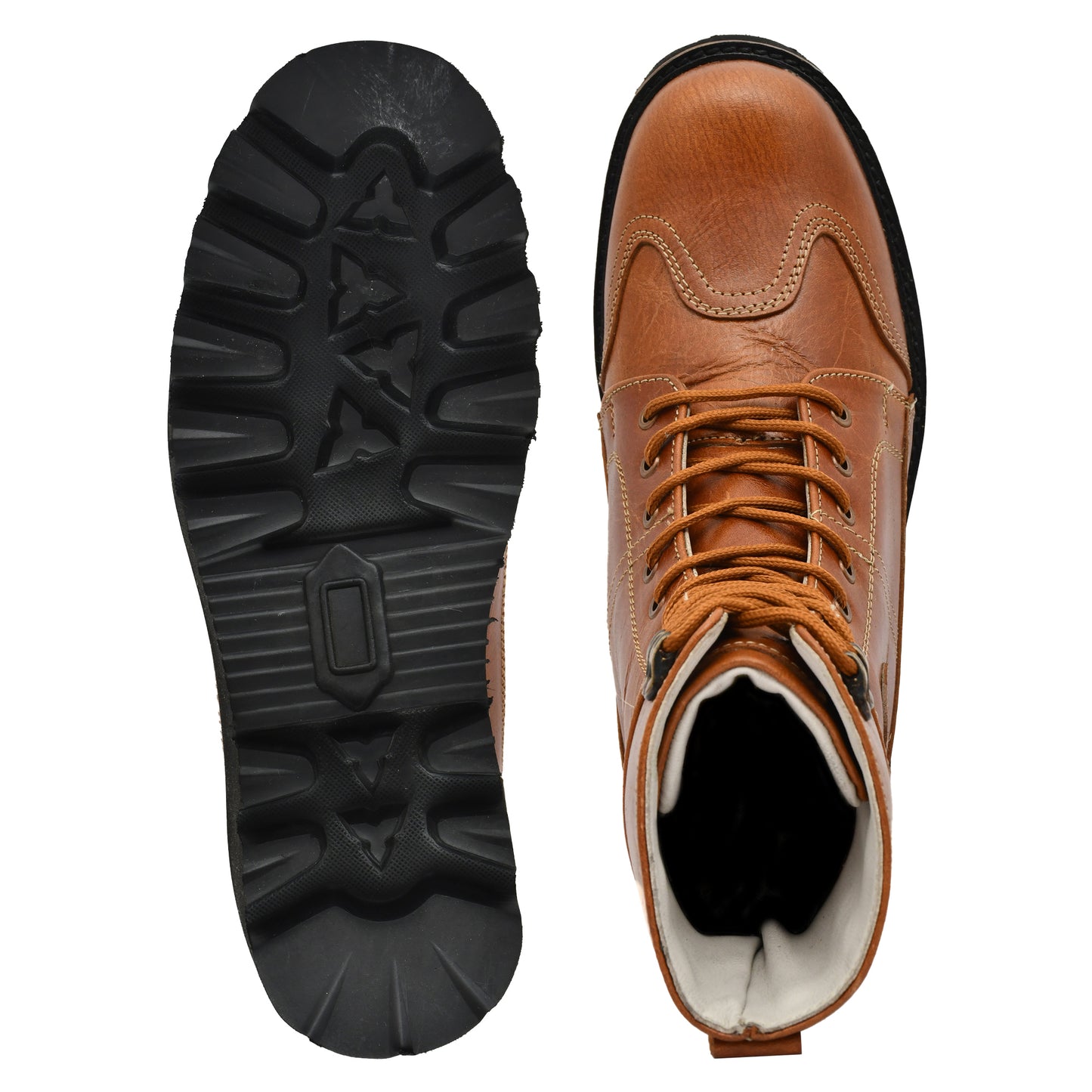 Elevator Boots : 3.5″ Inches Hidden Height Increasing Tan Rugged leather Boots.