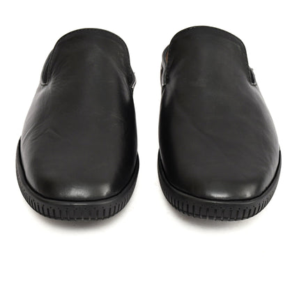 Mules : Black leather Mules with Memory foam footpad. Article :  Flexi02-Black