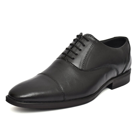 Oxford Shoes : Black Leather Oxford Shoes for men with Memory foam footpad. Article : AL-110Black