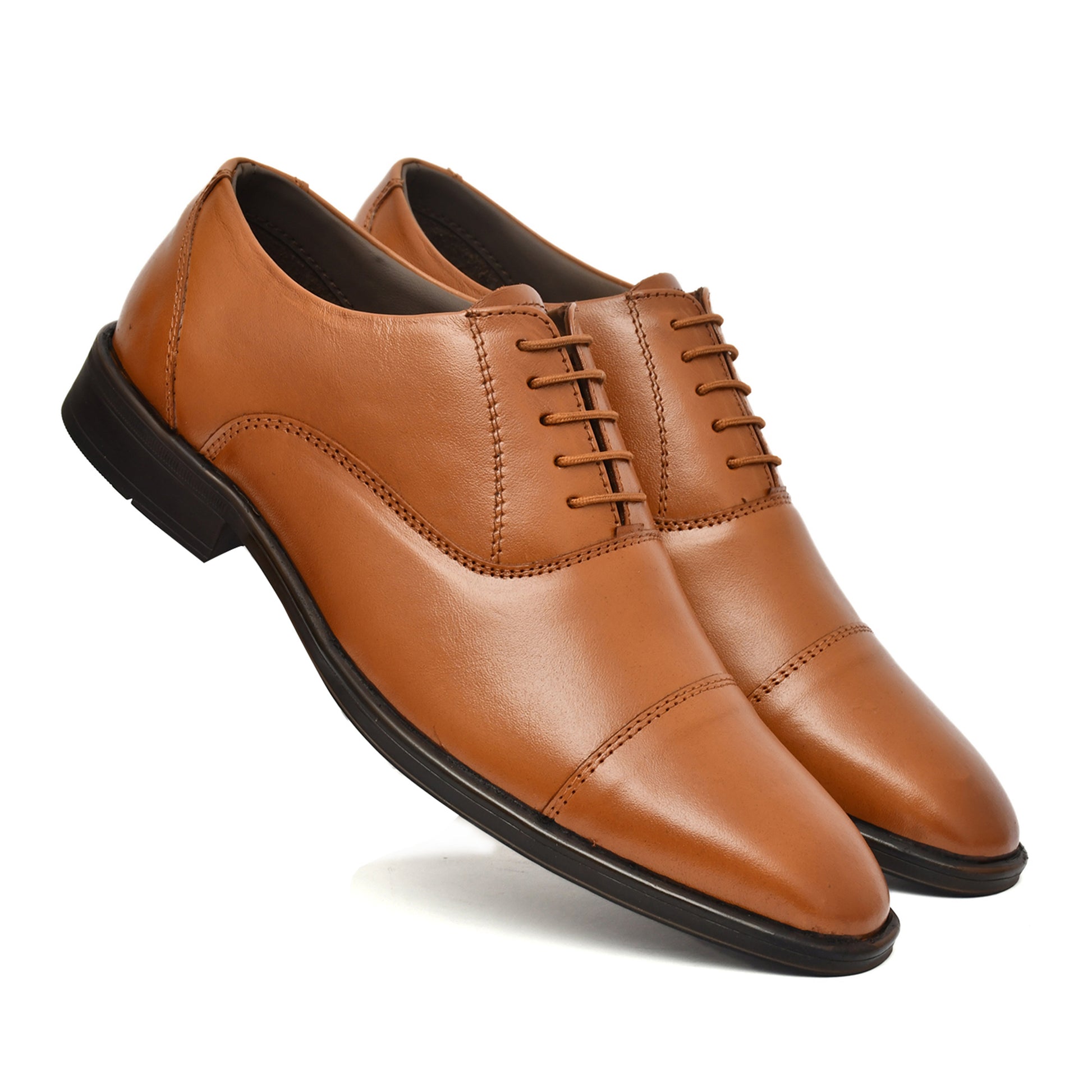 Oxford Shoes : Tan Leather Oxford Shoes for men with Memory foam footpad. Article : AL-110Tan