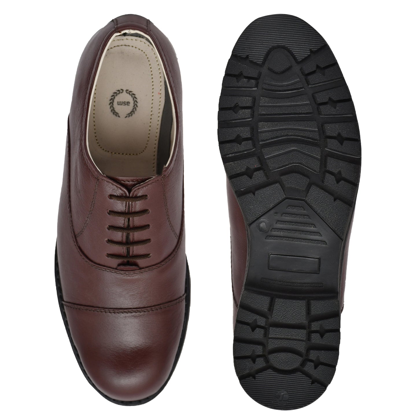 Safety Shoes : Industrial Safety Oxford Wine leather Shoes with Steel Toe & Memory foam footpad. Article : S110-Wine