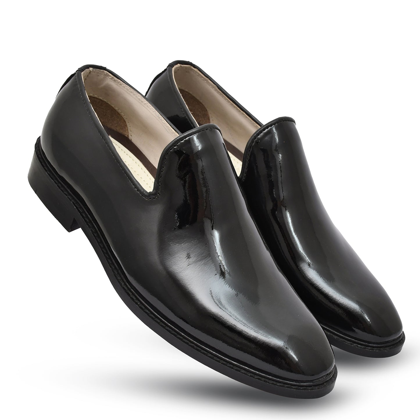 Penny loafers : Black Patent leather Penny loafer with Memory foam footpad. Article : H5073