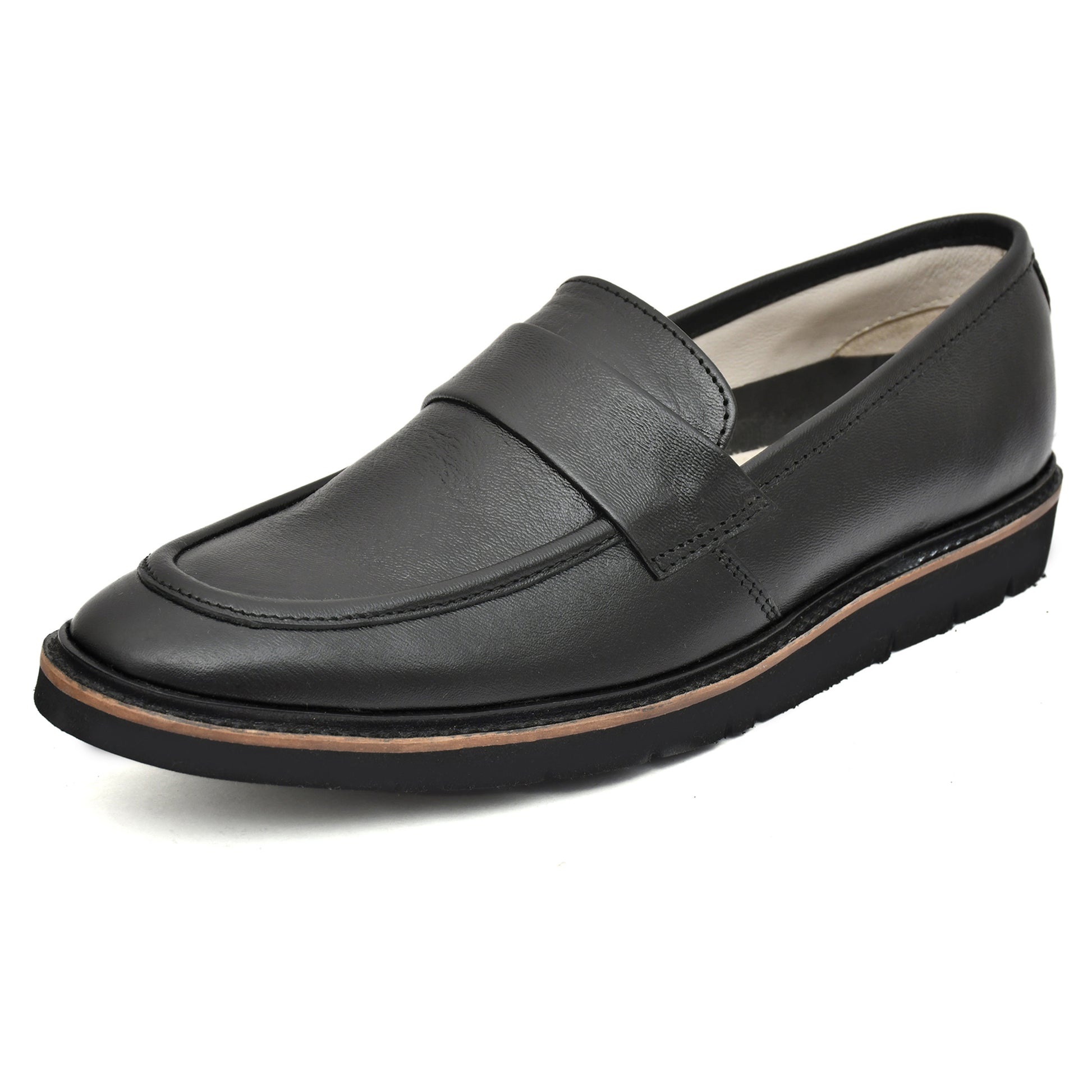 Penny loafers :  Black leather Penny loafer Memory foam footpad. Article : 107PE-Black