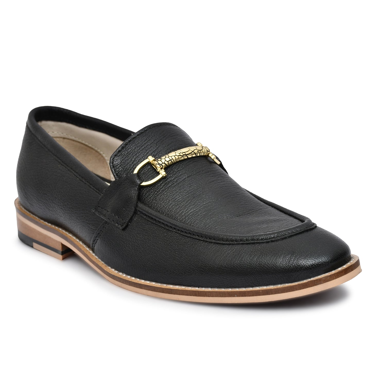 Penny loafers : Black leather Penny loafer with Memory foam footpad. Article : HU301-Black