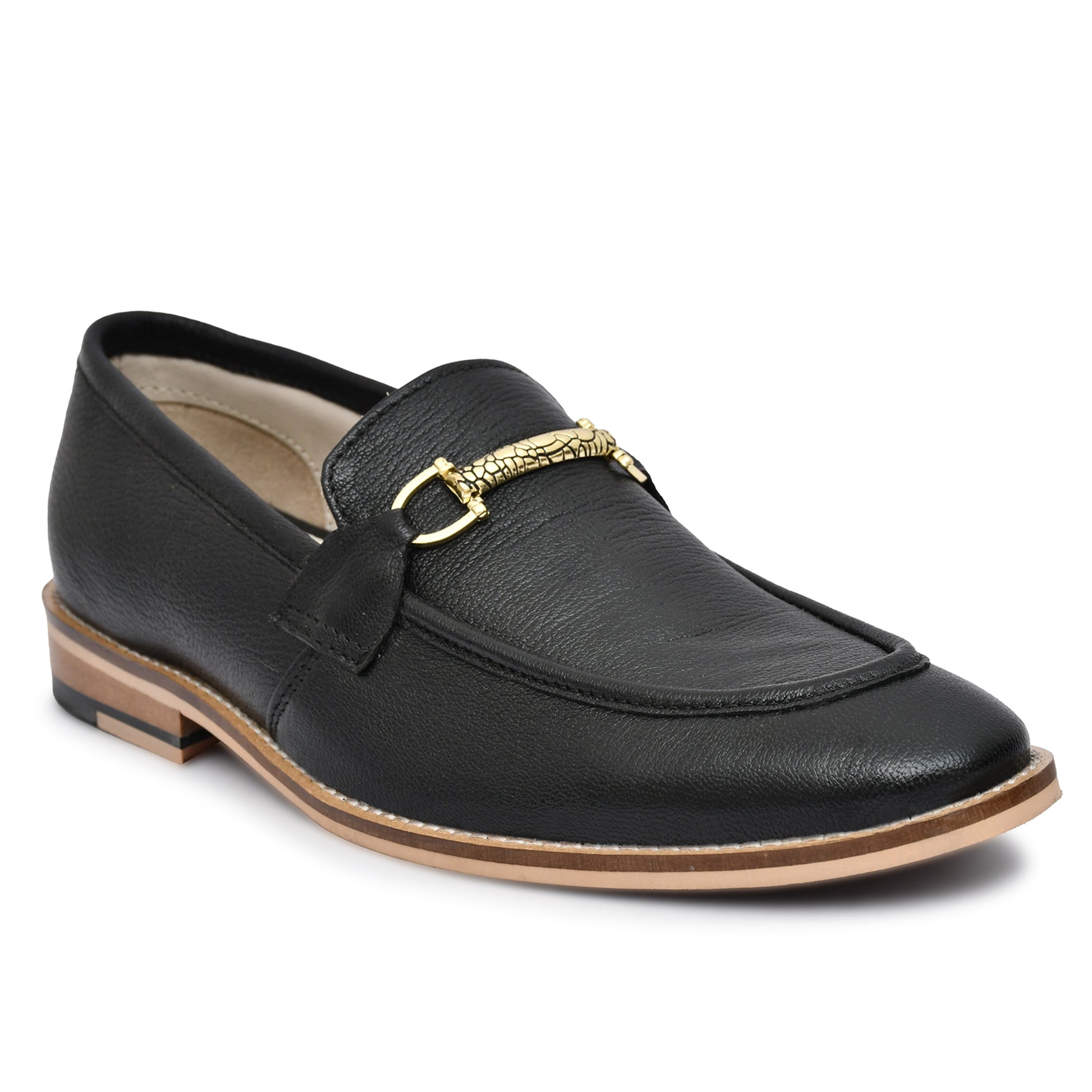 Penny loafers : Black leather Penny loafer with Memory foam footpad. Article : HU301-Black