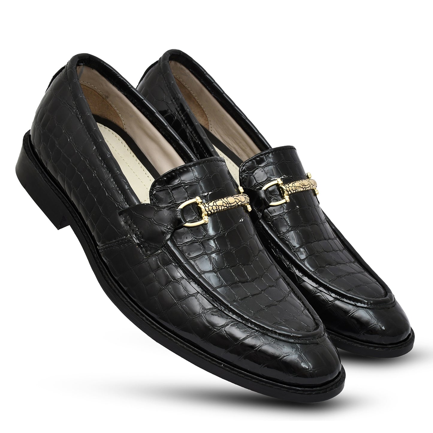 Penny loafers : Black leather Penny loafer with Memory foam footpad. Article : HP101-Black