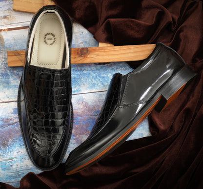 Penny loafers : Black leather Penny loafer with Memory foam footpad. Article : HP5073-Black