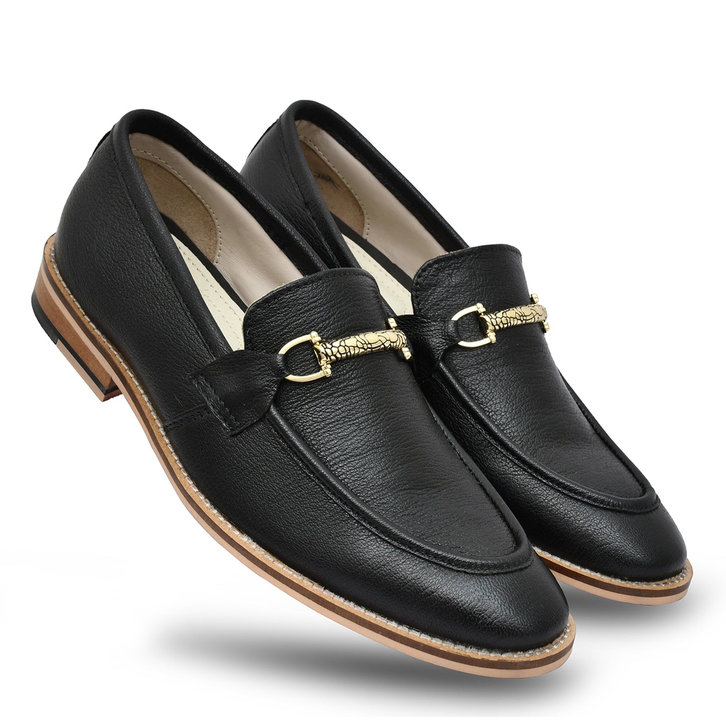 Penny loafers : Black leather Penny loafer with Memory foam footpad. Article : HU301-Black