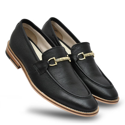 Penny loafers : Black leather Penny loafer with Memory foam footpad. Article : HU301-Black