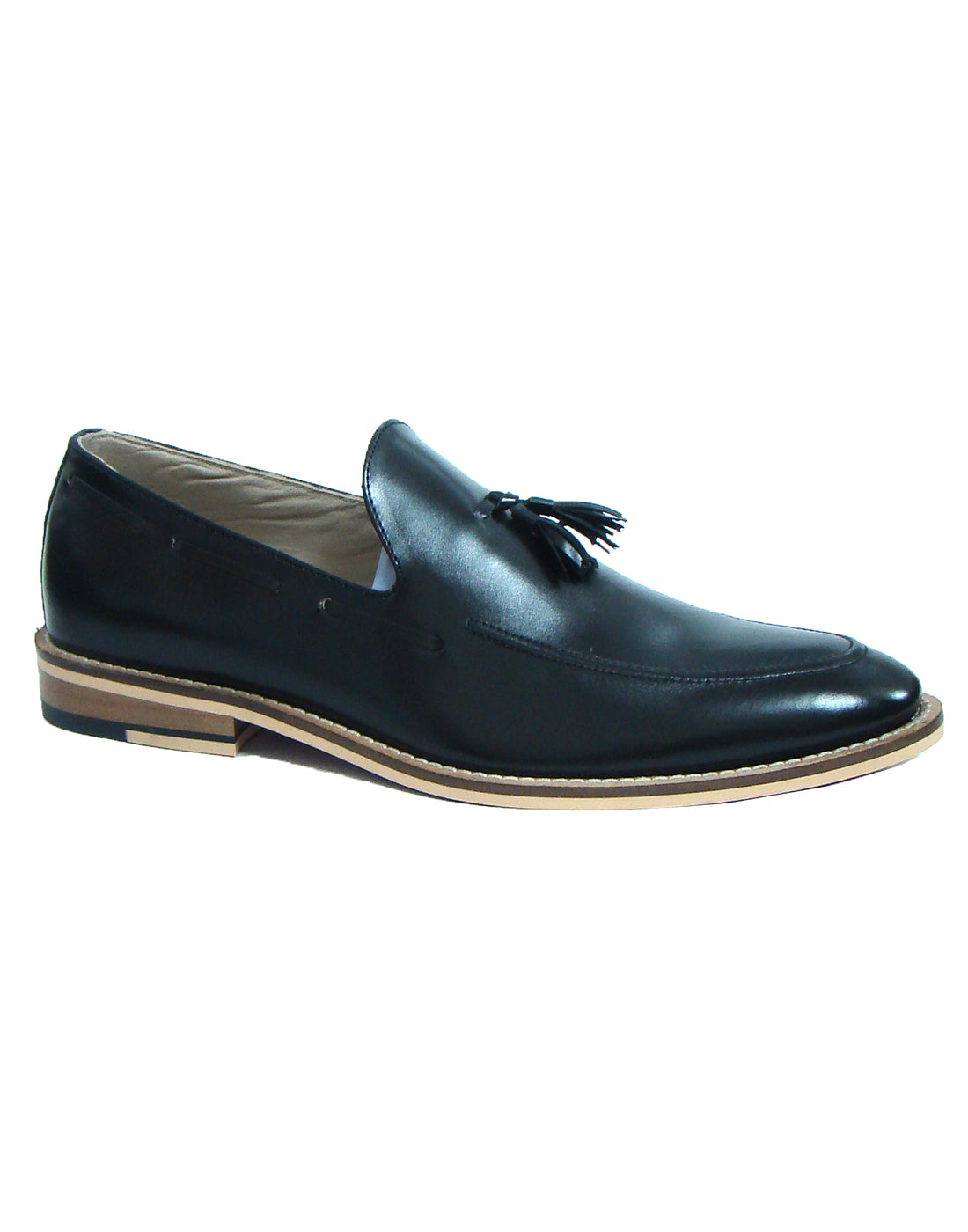 Penny loafers : Black leather Penny loafer with Tassel & Memory foam footpad. Article : HU107-Black