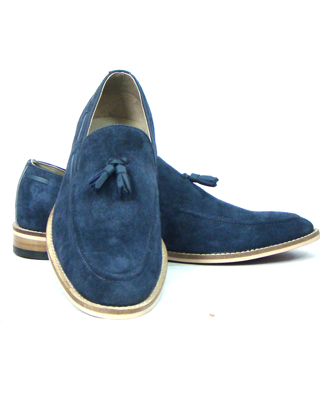 Penny loafers : Blue Suede leather Penny loafer with Tassel & Memory foam footpad. Article : HU107-Blue