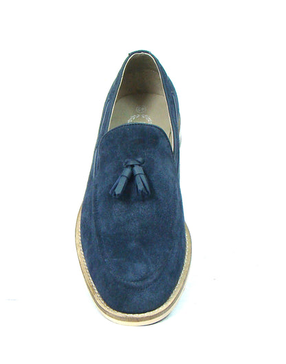 Penny loafers : Blue Suede leather Penny loafer with Tassel & Memory foam footpad. Article : HU107-Blue