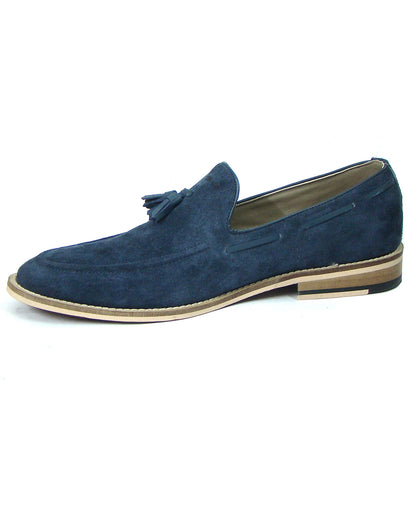 Penny loafers : Blue Suede leather Penny loafer with Tassel & Memory foam footpad. Article : HU107-Blue