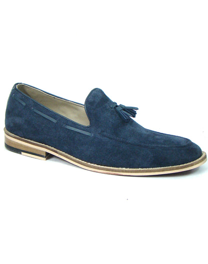 Penny loafers : Blue Suede leather Penny loafer with Tassel & Memory foam footpad. Article : HU107-Blue