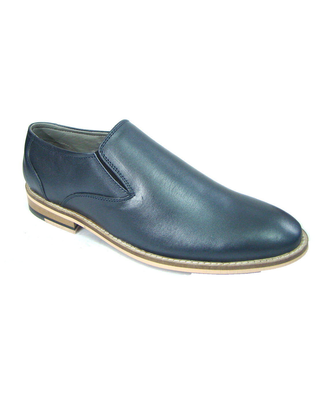Penny loafers : Blue leather Penny loafer with Memory foam footpad. Article : HU5073-Blue