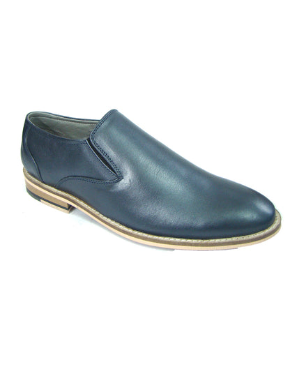Penny loafers : Blue leather Penny loafer with Memory foam footpad. Article : HU5073-Blue