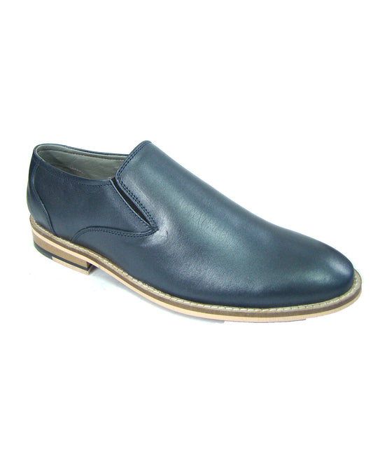Penny loafers : Blue leather Penny loafer with Memory foam footpad. Article : HU5073-Blue