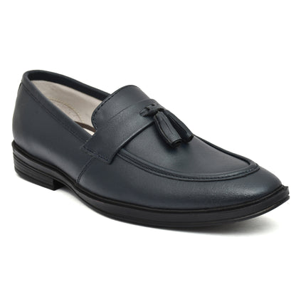 Penny loafers : Blue leather Penny loafer with Tassel & Memory foam footpad. Article : 107T-Blue