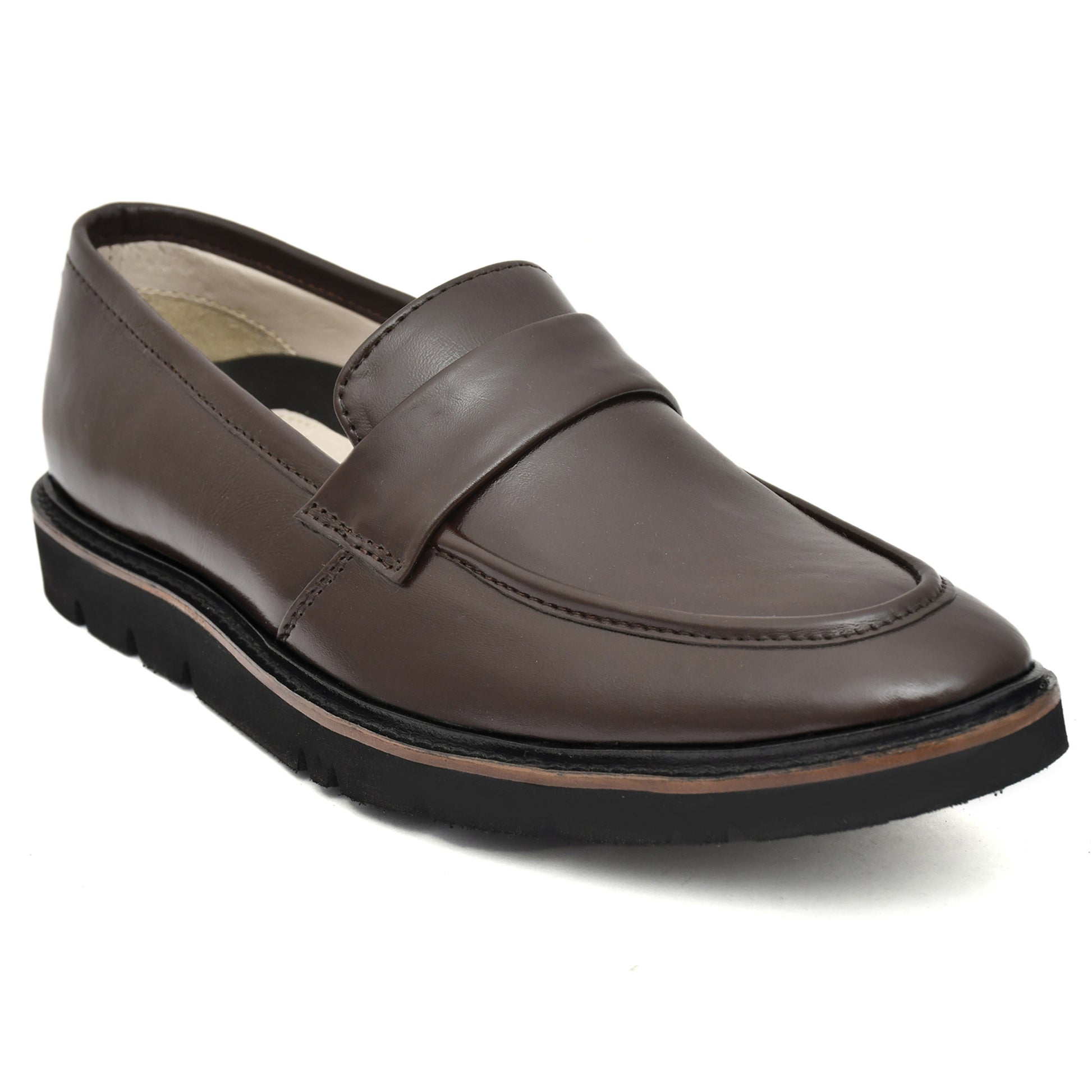 Penny loafers :  Brown leather Penny loafer Memory foam footpad. Article : 107PE-Brown