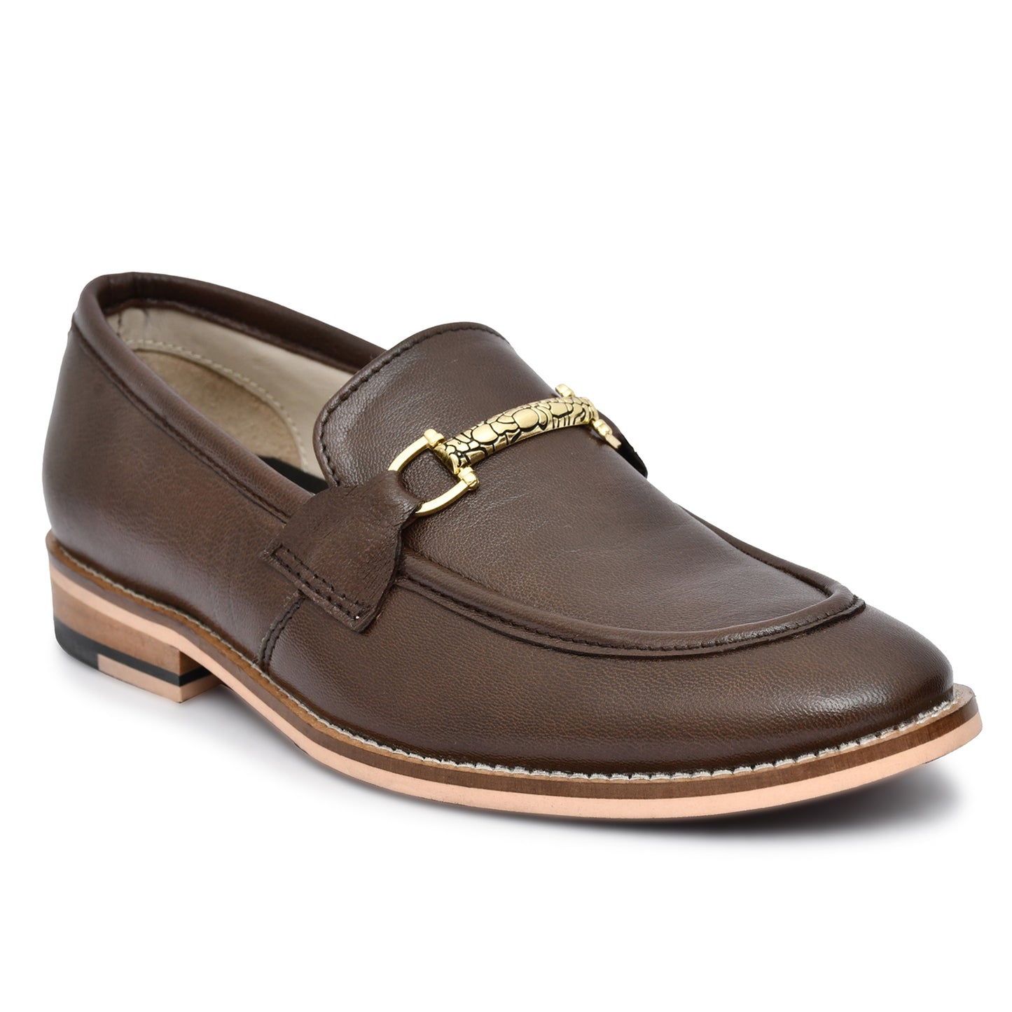 Penny loafers : Brown leather Penny loafer with Memory foam footpad. Article : HU301-Brown