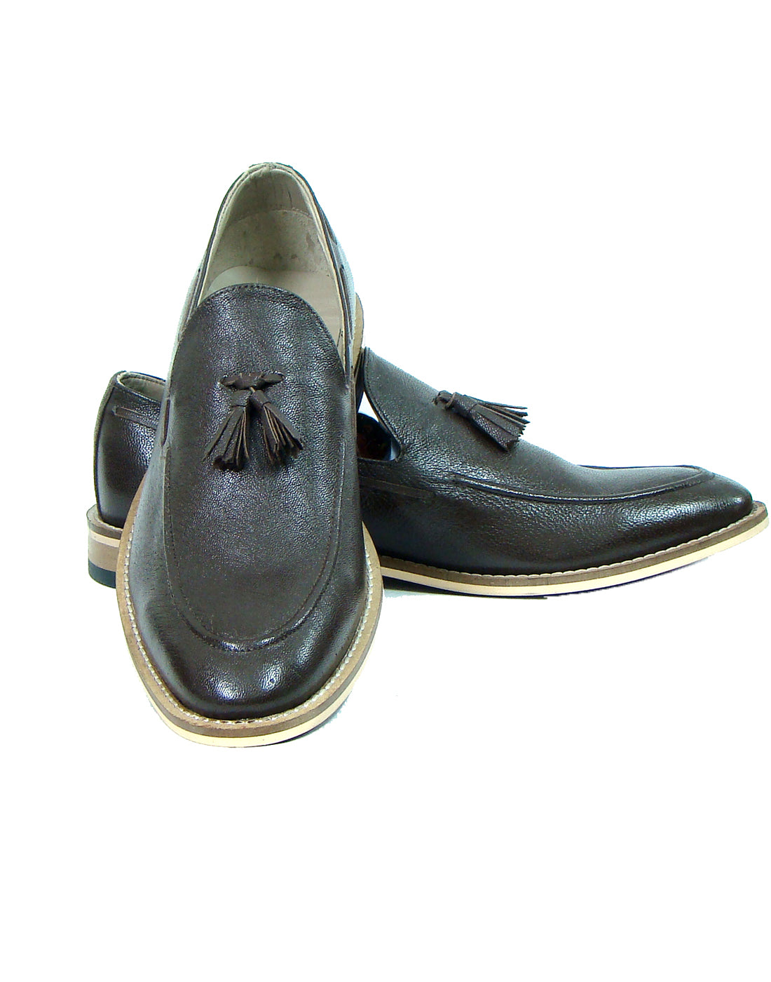 Penny loafers : Brown leather Penny loafer with Tassel & Memory foam footpad. Article : HU116-Brown