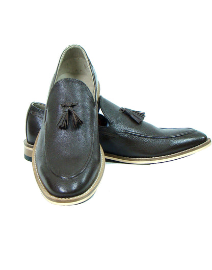 Penny loafers : Brown leather Penny loafer with Tassel & Memory foam footpad. Article : HU116-Brown