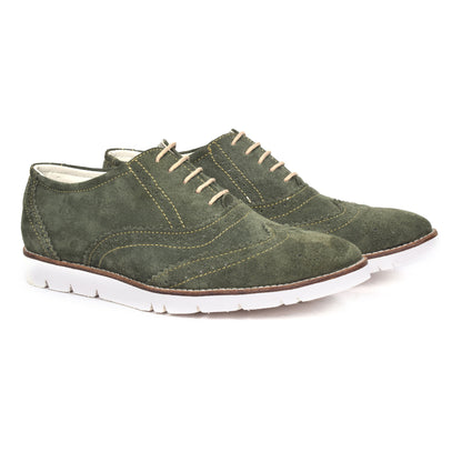 Penny loafers : Green Suede leather Sneakers with Memory foam footpad. Article : SN30-Green