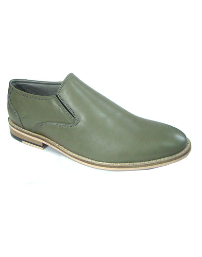 Penny loafers : Green leather Penny loafer with Memory foam footpad. Article : HU5073-Green