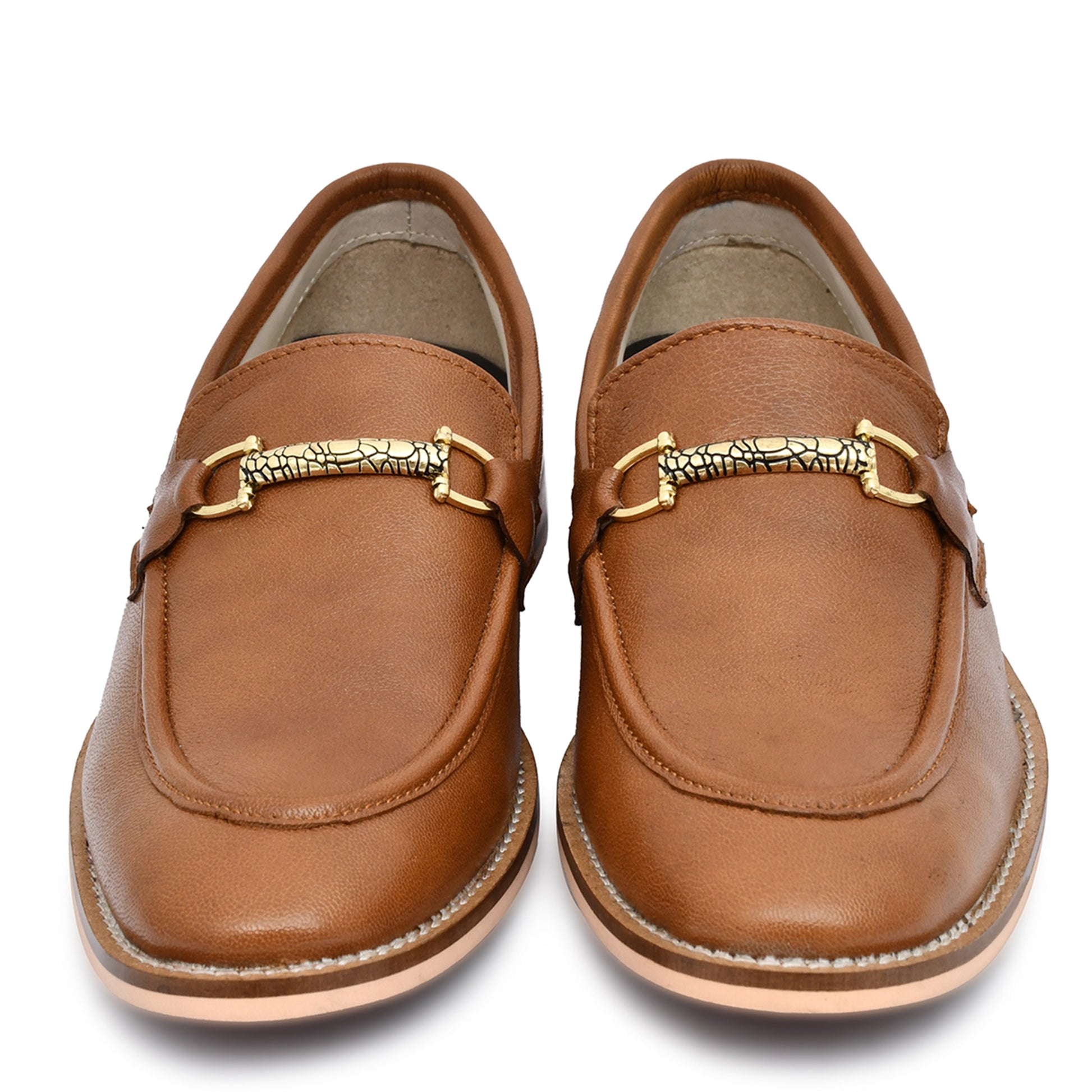 Penny loafers : Tan leather Penny loafer with Memory foam footpad. Article : HU301-Tan