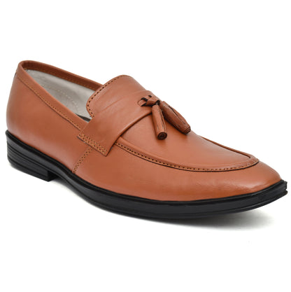 Penny loafers : Tan leather Penny loafer with Tassel & Memory foam footpad. Article : 107T-Tan