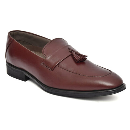 Penny loafers :  Wine leather Penny loafer with Tassel & Memory foam footpad. Article : Al108T-Wine