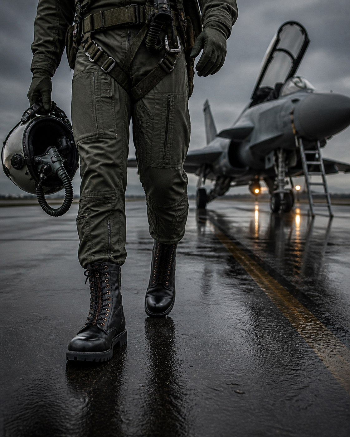 Pilots Boots : Black leather boots for Pilots with Memory foam footpad. Article : 610BE